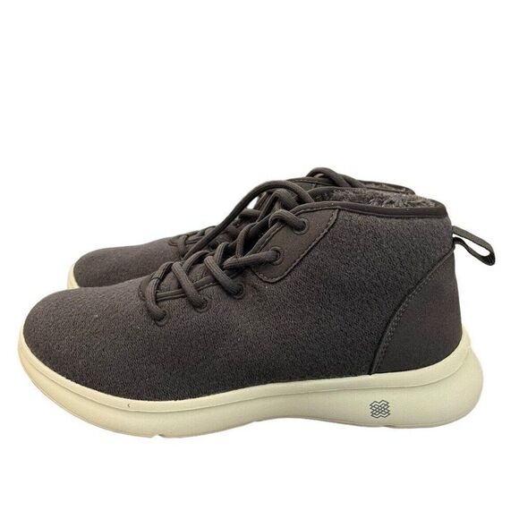 Ladies 9 Gray Wool Sneakers Faux Fur Lined Air Foam Water Repellant High Top NWT - Picture 1 of 6
